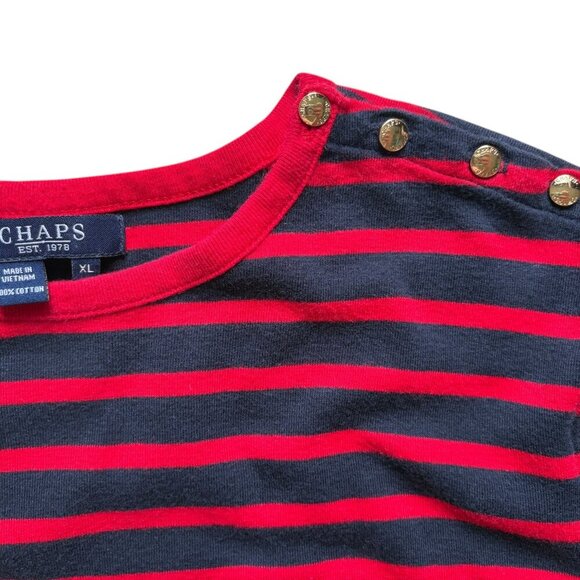 Women's Chaps SS striped Tee with Button Accents Size XL - Picture 3 of 7